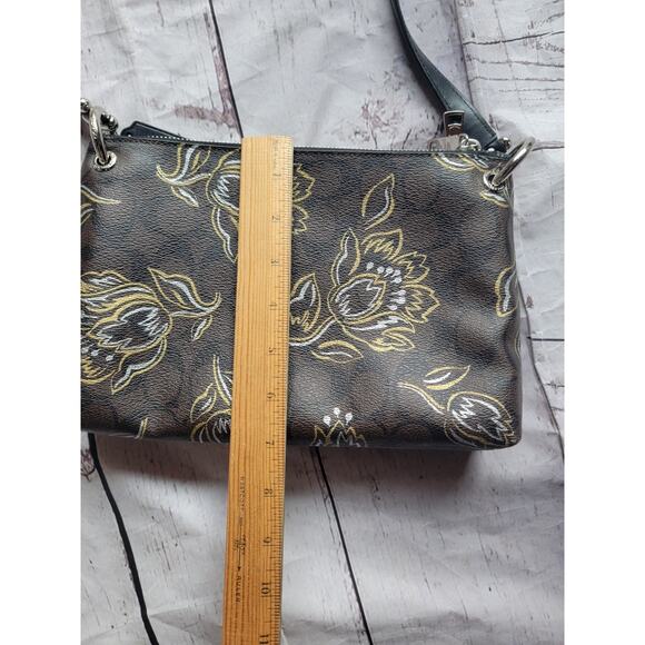 Coach Shoulder Bag Brown Black Signature F77982 ec-20233 Good Condition Floral - Picture 10 of 11